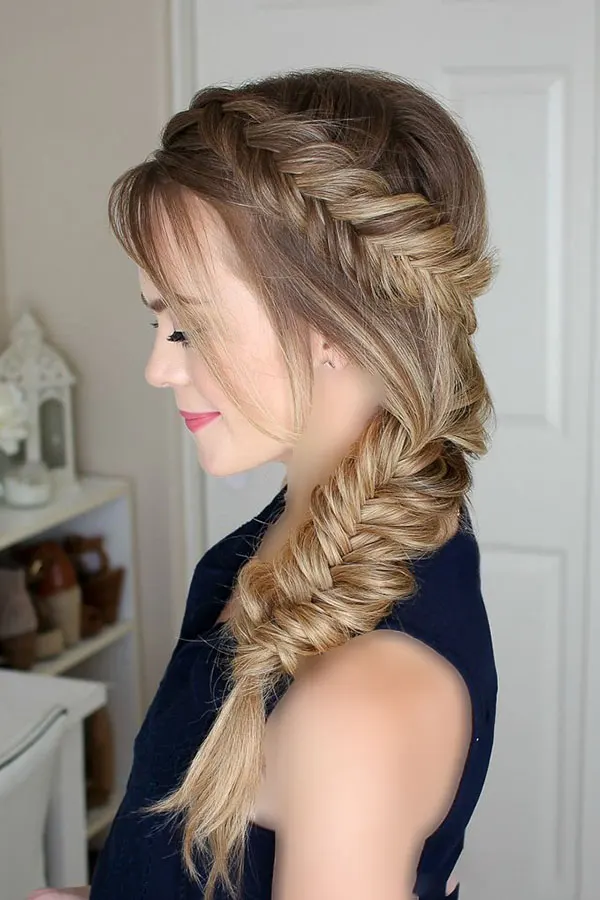 342 مدل مو تیغ ماهی دخترانه؛ بافت زیبا و جدید برای موهای متوسط و بلند💖 37 Fishtail hairstyle 34