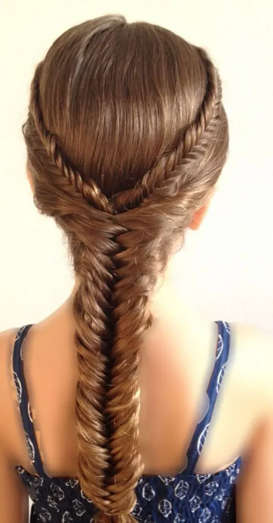 342 مدل مو تیغ ماهی دخترانه؛ بافت زیبا و جدید برای موهای متوسط و بلند💖 5 Fishtail hairstyle 4