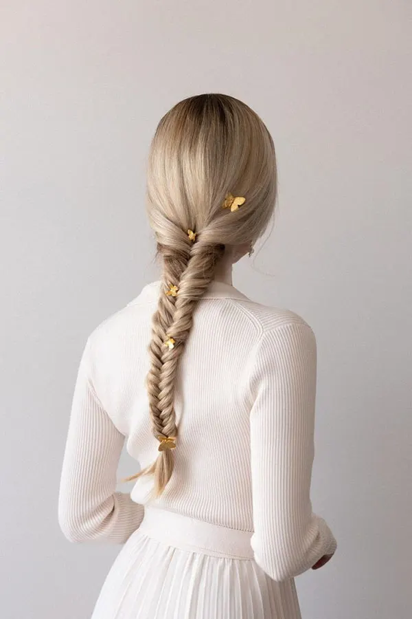 342 مدل مو تیغ ماهی دخترانه؛ بافت زیبا و جدید برای موهای متوسط و بلند💖 9 Fishtail hairstyle 5