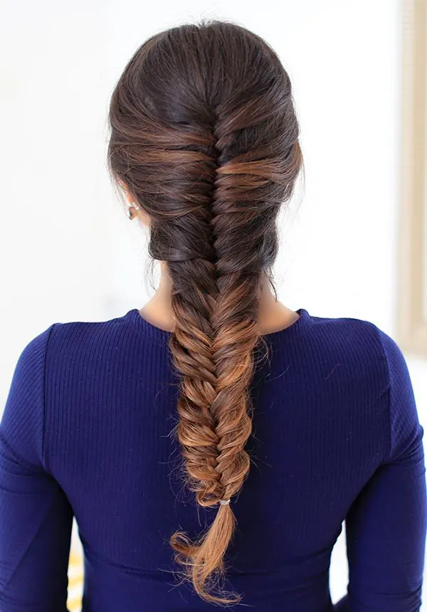 342 مدل مو تیغ ماهی دخترانه؛ بافت زیبا و جدید برای موهای متوسط و بلند💖 10 Fishtail hairstyle 8
