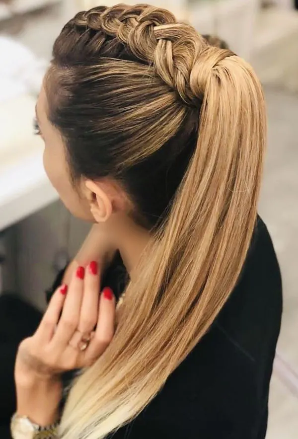 Hair weave from the top of the head 16