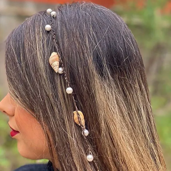 Hair weave with beads 14