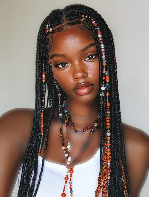 Hair weave with beads 9