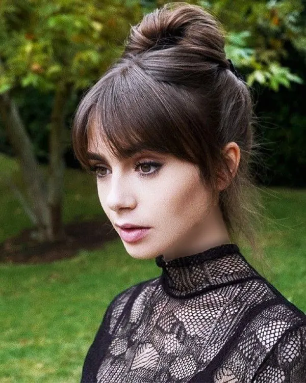 Hairstyle with bangs under the veil for school 22