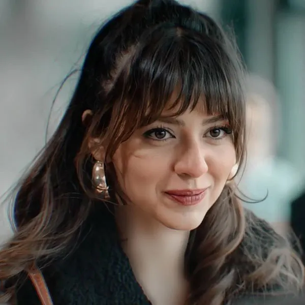 Hairstyle with bangs under the veil for school 29