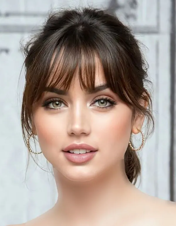 Hairstyle with bangs under the veil for school 30