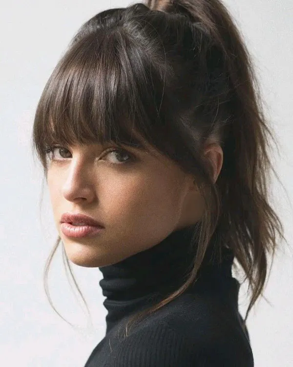 Hairstyle with bangs under the veil for school 9