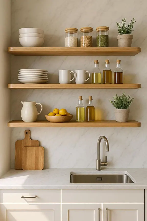 37 ایده چیدمان شلف آشپزخانه؛ نظم دلنشین با حس گرم خونه... 5 Kitchen shelf layout 1