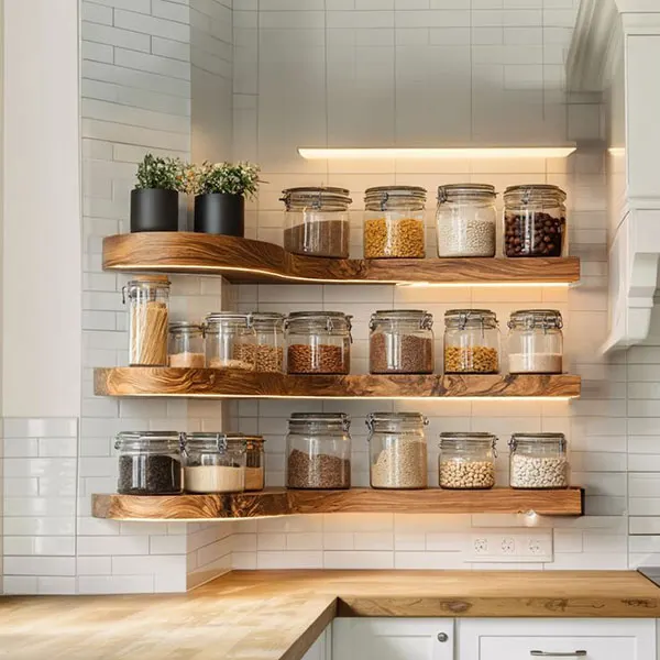 37 ایده چیدمان شلف آشپزخانه؛ نظم دلنشین با حس گرم خونه... 17 Kitchen shelf layout 14