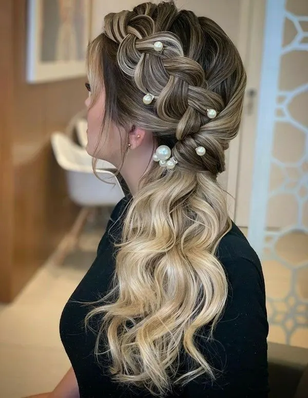 34 مدل بافت مو مجلسی باز دخترونه | استایل رویايی برای مهمونیای خاص! 17 Open backed hair weave model 12