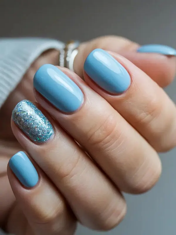 Pale blue nail design 12