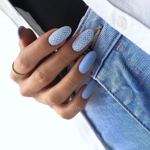 Pale blue nail design 16