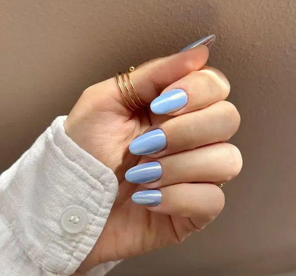 Pale blue nail design 17