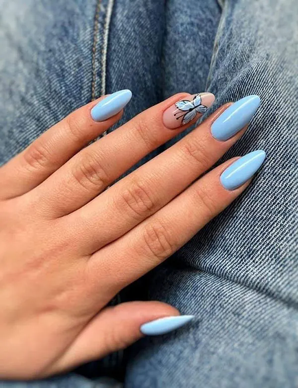 Pale blue nail design 21