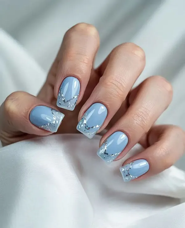 Pale blue nail design 23
