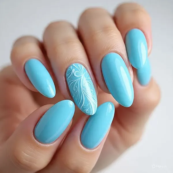 Pale blue nail design 24