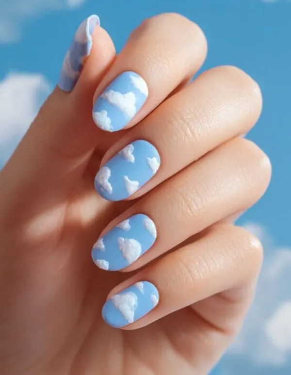 Pale blue nail design 25