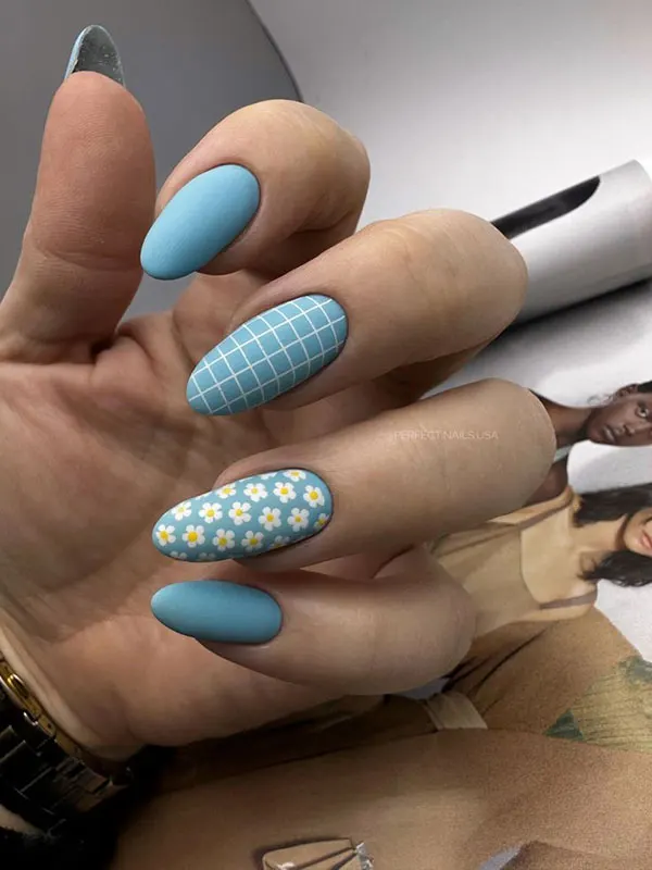 Pale blue nail design 27