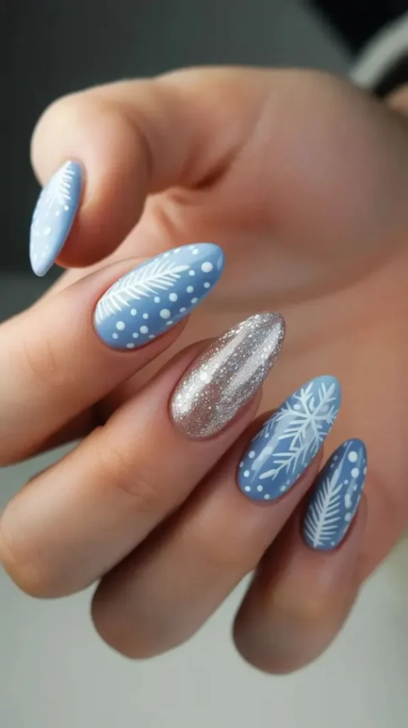 Pale blue nail design 29
