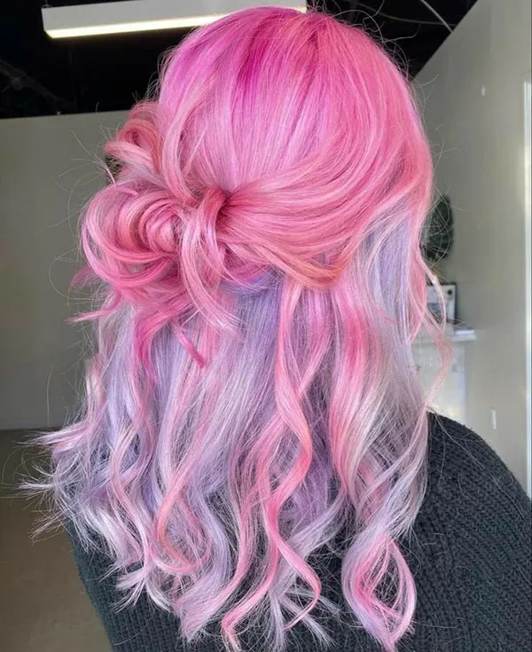 جدیدترین رنگ مو صورتی پاستیلی 2025 | vibe ملایم و رویایی برای موهات😍 30 Pastel pink hair color 26