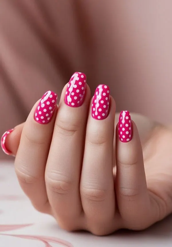 طرح ناخن خال خالی جدید؛ ترند بامزه و خاص 2025 برای استایل دخترونه! 22 Polka dot nail design 16
