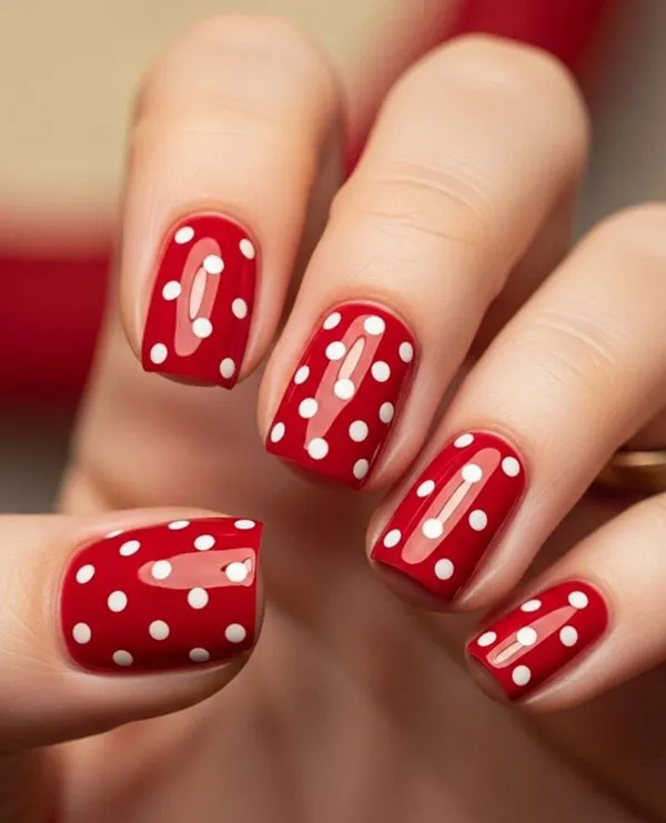طرح ناخن خال خالی جدید؛ ترند بامزه و خاص 2025 برای استایل دخترونه! 5 Polka dot nail design 3