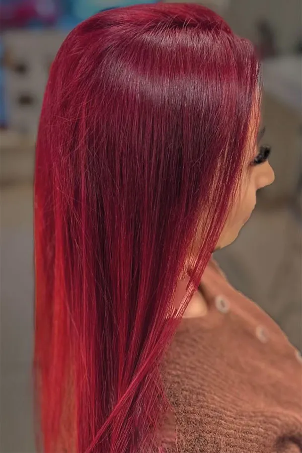 33 مدل رنگ مو یاقوتی ترند پاییز؛ وقتشه بدرخشی مثل یاقوت 💕 34 Ruby hair color 31