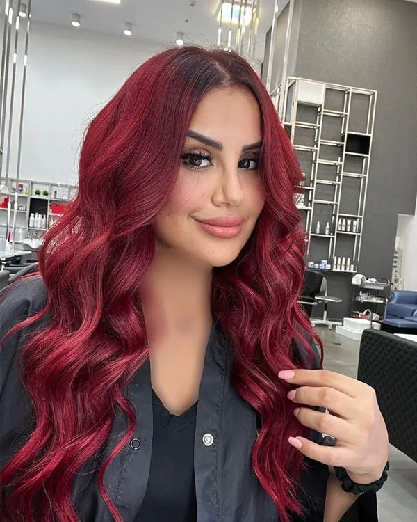 33 مدل رنگ مو یاقوتی ترند پاییز؛ وقتشه بدرخشی مثل یاقوت 💕 12 Ruby hair color 8