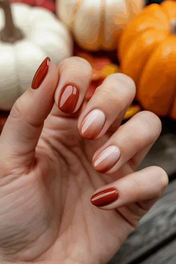 جدیدترین طرح ناخن پاییزی ساده 2025 دخترانه ولی دلبر مخصوص روزای سرد🍂 4 The latest simple autumn nail design 1
