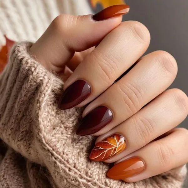 جدیدترین طرح ناخن پاییزی ساده 2025 دخترانه ولی دلبر مخصوص روزای سرد🍂 15 The latest simple autumn nail design 12