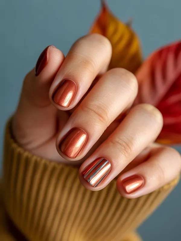 جدیدترین طرح ناخن پاییزی ساده 2025 دخترانه ولی دلبر مخصوص روزای سرد🍂 20 The latest simple autumn nail design 16
