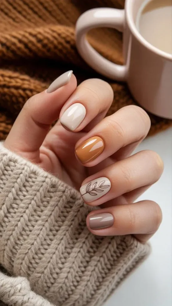 جدیدترین طرح ناخن پاییزی ساده 2025 دخترانه ولی دلبر مخصوص روزای سرد🍂 22 The latest simple autumn nail design 18