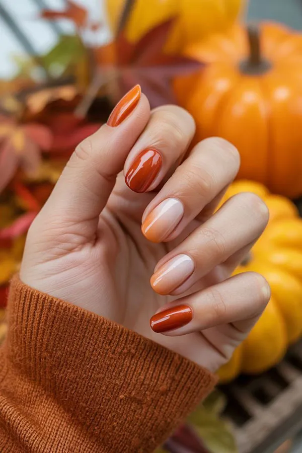 جدیدترین طرح ناخن پاییزی ساده 2025 دخترانه ولی دلبر مخصوص روزای سرد🍂 7 The latest simple autumn nail design 5