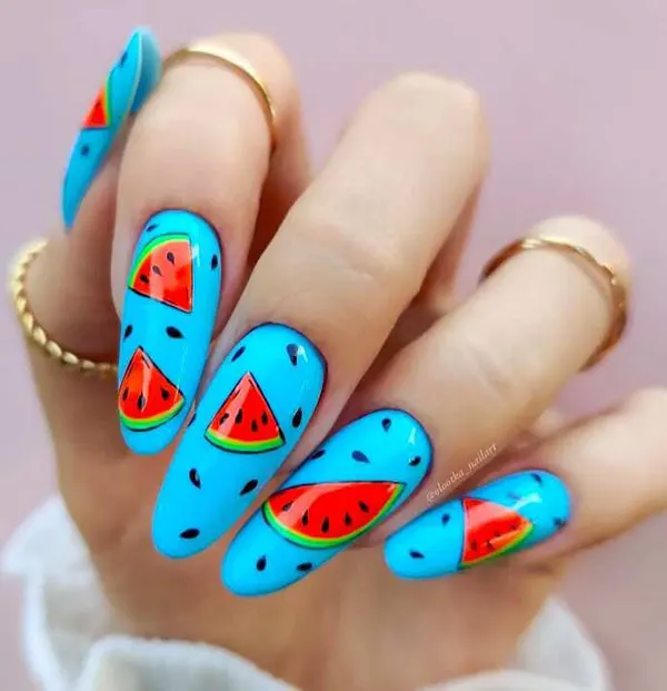 31 طرح ناخن یلدا | خالخالی هندونهای و براق، ترند شیرین شب یلدا🍉 5 Yalda nail design 1