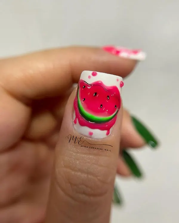 31 طرح ناخن یلدا | خالخالی هندونهای و براق، ترند شیرین شب یلدا🍉 30 Yalda nail design 29