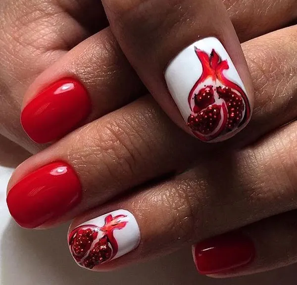 31 طرح ناخن یلدا | خالخالی هندونهای و براق، ترند شیرین شب یلدا🍉 31 Yalda nail design 32