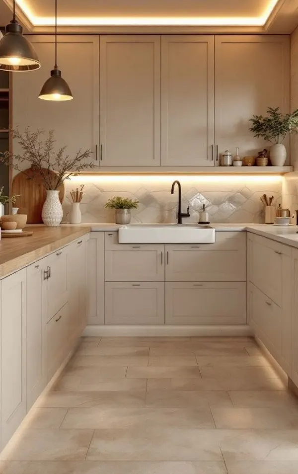 کابینت رنگ بژ؛ ترکیبِ آرامش، نور و شیک بودن در آشپزخانههای 2025 18 beige kitchen cabinets diakoland photo 17
