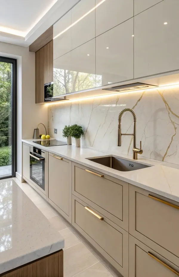 کابینت رنگ بژ؛ ترکیبِ آرامش، نور و شیک بودن در آشپزخانههای 2025 11 beige kitchen cabinets diakoland photo 7