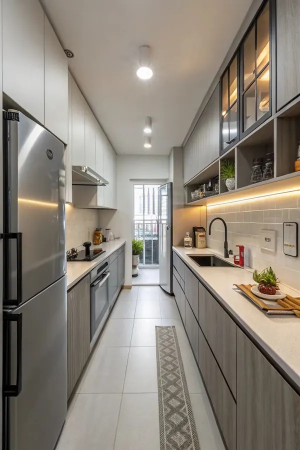 31 مدل کابینت آشپزخانه دوطرفه؛ نظم، نور و یه حس خونهی رویایی 💫 6 model cabinet do tarafe kitchen diakoland photo 2