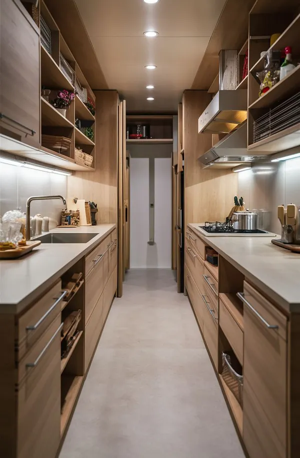 31 مدل کابینت آشپزخانه دوطرفه؛ نظم، نور و یه حس خونهی رویایی 💫 27 model cabinet do tarafe kitchen diakoland photo 24