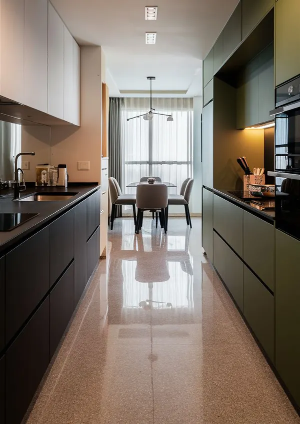 31 مدل کابینت آشپزخانه دوطرفه؛ نظم، نور و یه حس خونهی رویایی 💫 11 model cabinet do tarafe kitchen diakoland photo 7