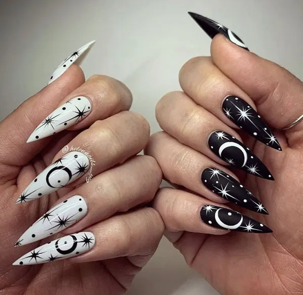 35 مدل ناخن تیز دخترانه؛ ترند خفن اینستاگرامی با استایل دراماتیک💅 4 sharp nail model 1