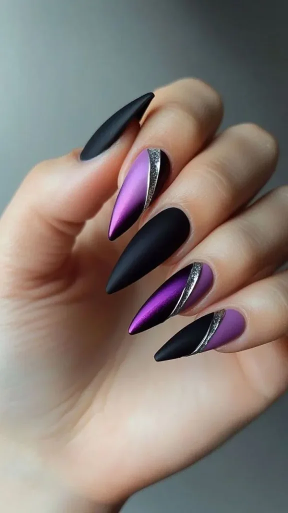 35 مدل ناخن تیز دخترانه؛ ترند خفن اینستاگرامی با استایل دراماتیک💅 18 sharp nail model 16