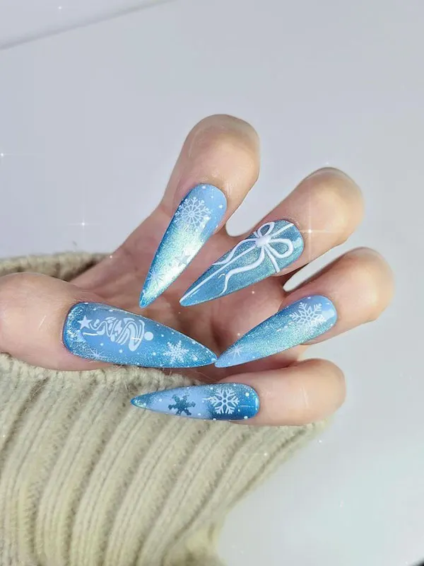 35 مدل ناخن تیز دخترانه؛ ترند خفن اینستاگرامی با استایل دراماتیک💅 21 sharp nail model 17
