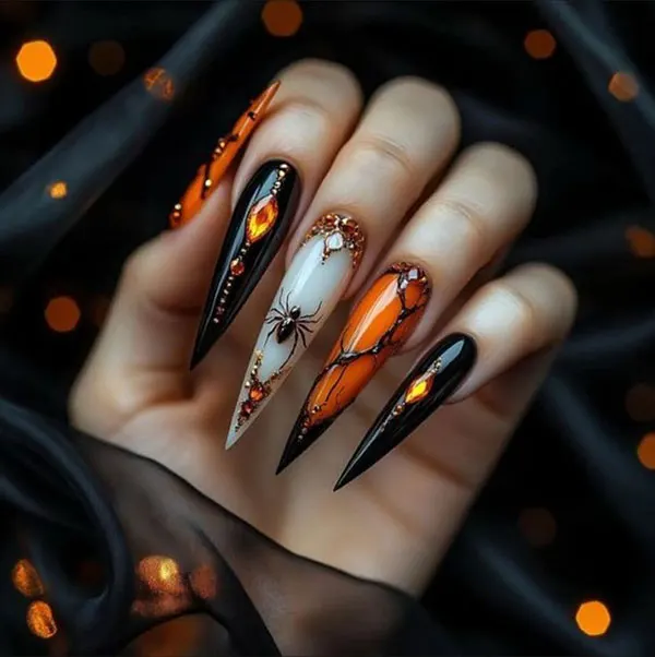35 مدل ناخن تیز دخترانه؛ ترند خفن اینستاگرامی با استایل دراماتیک💅 22 sharp nail model 19