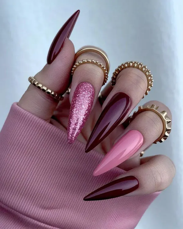 35 مدل ناخن تیز دخترانه؛ ترند خفن اینستاگرامی با استایل دراماتیک💅 5 sharp nail model 2