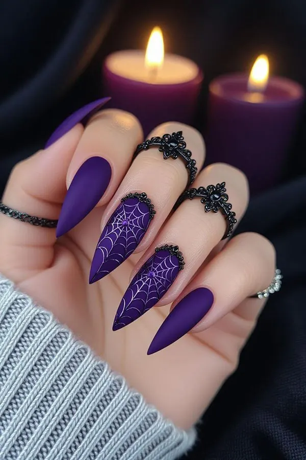 35 مدل ناخن تیز دخترانه؛ ترند خفن اینستاگرامی با استایل دراماتیک💅 25 sharp nail model 23