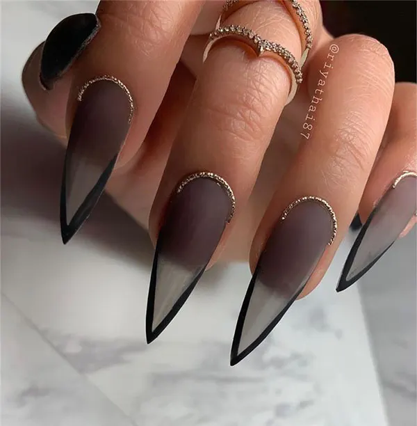 35 مدل ناخن تیز دخترانه؛ ترند خفن اینستاگرامی با استایل دراماتیک💅 29 sharp nail model 27