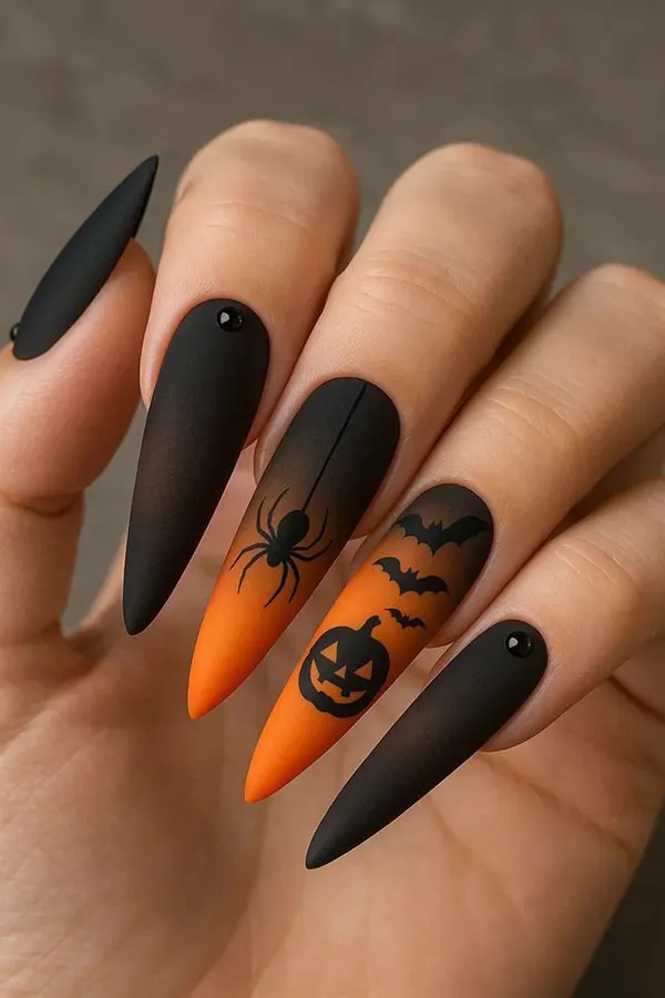 35 مدل ناخن تیز دخترانه؛ ترند خفن اینستاگرامی با استایل دراماتیک💅 7 sharp nail model 4