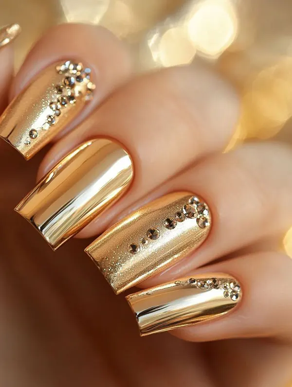 31 مدل ناخن طلایی دخترانه | مینیمال یا شایندار؟ هر دوش ترند 💛 18 Golden nail model 16